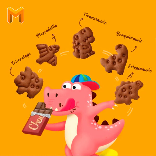 CW GALLETAS DE DINOSAURIO SABOR CHOCOLATE CAJA 60G (10 PZS)