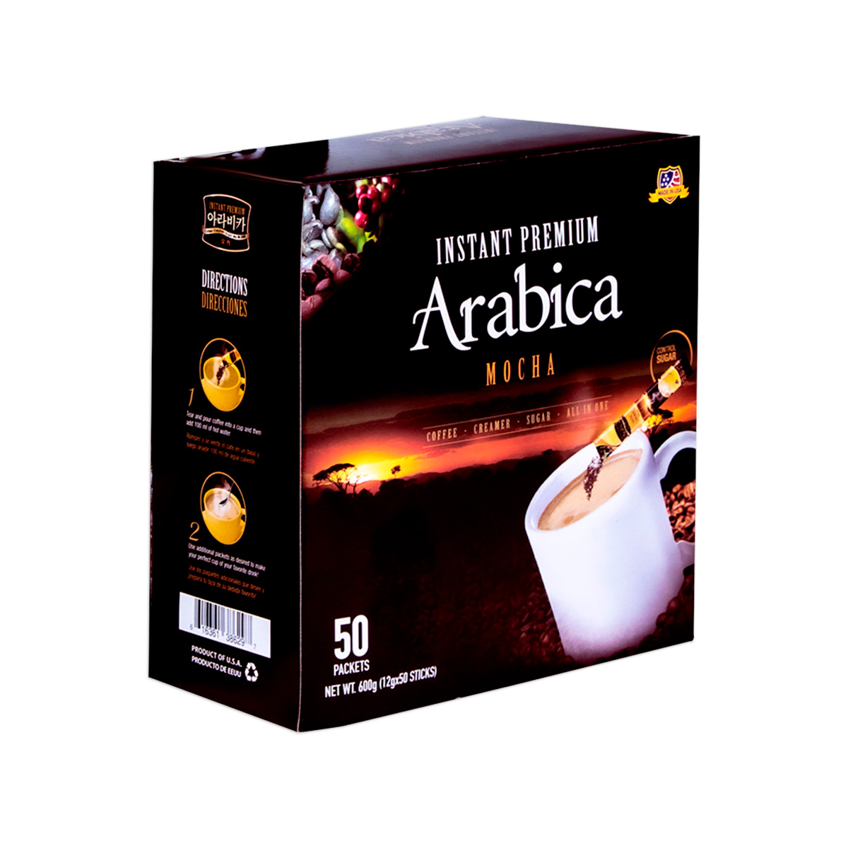 Café Instantáneo Arabica Moca Mazel 1.2kg (100 sobres) / 8 cajas