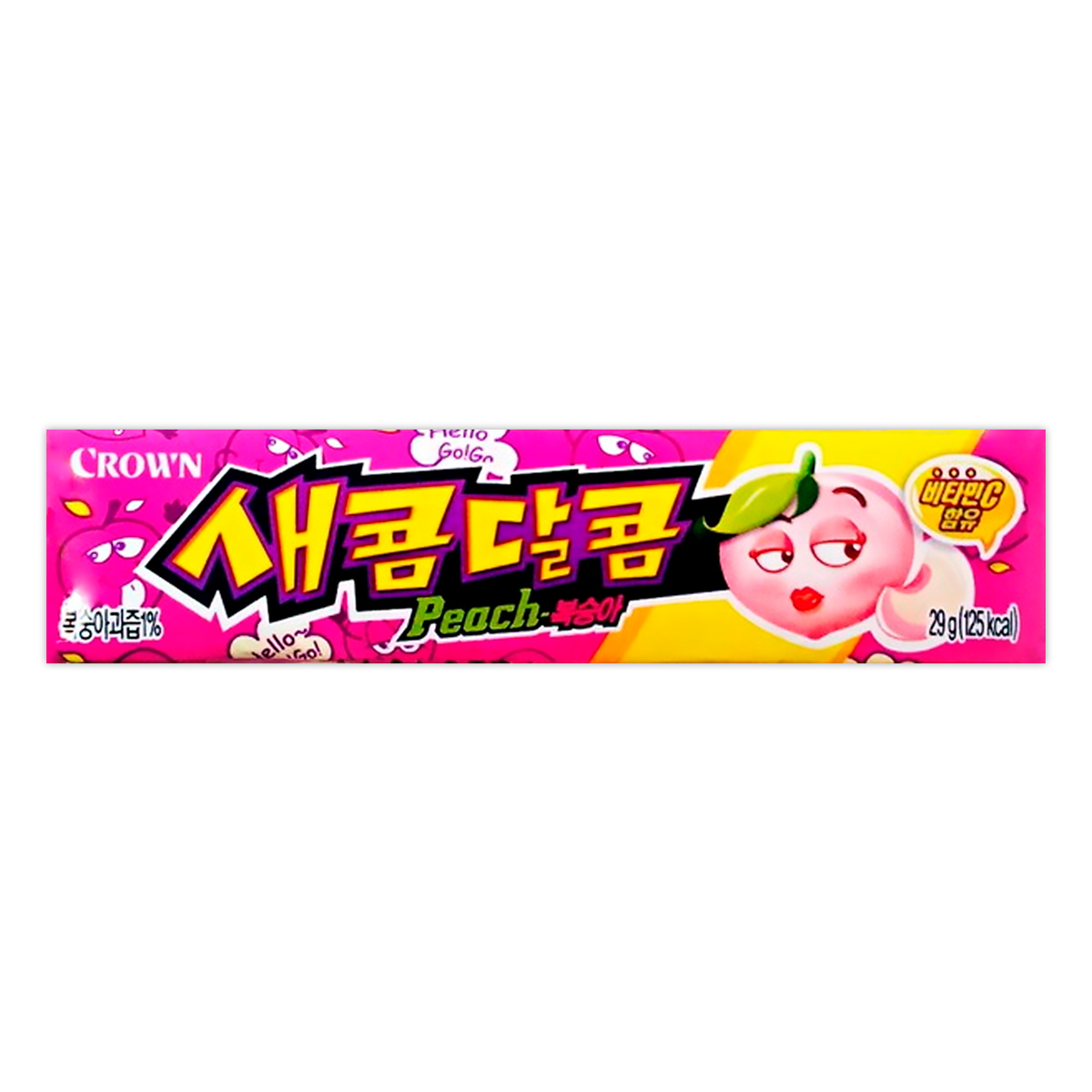 Caramelo Saekom Daikom sabor Durazno CROWN 435g (6 pzs.)