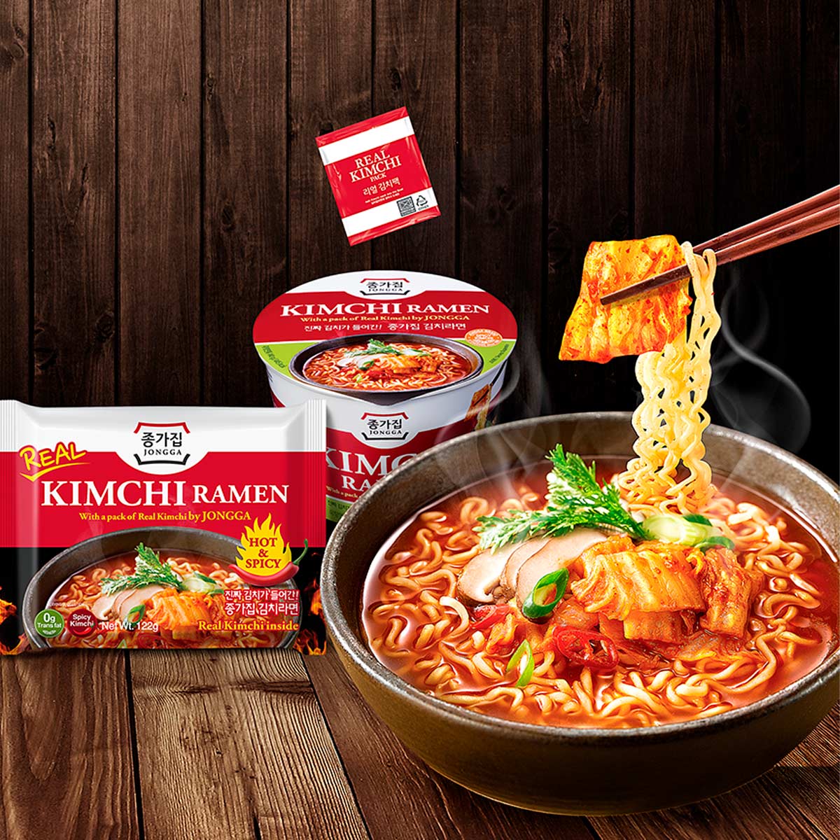 Ramen con Kimchi real Jongga 122g (24pz)