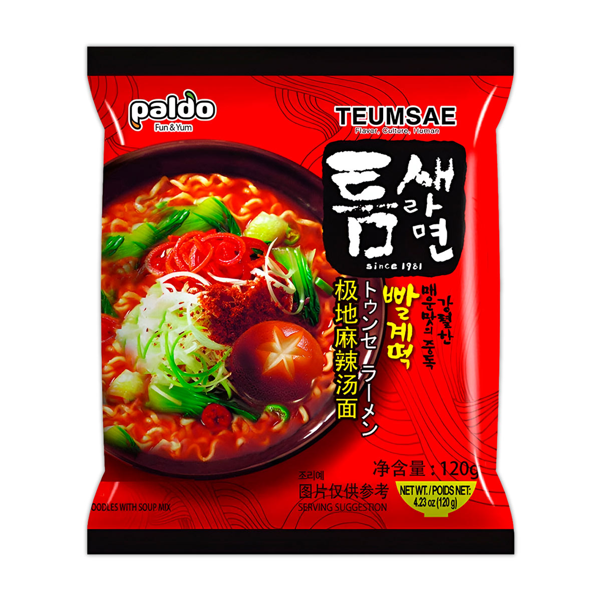 Paldo Teumsae Ramen Super Picante Bolsa 120g (20 pzs)