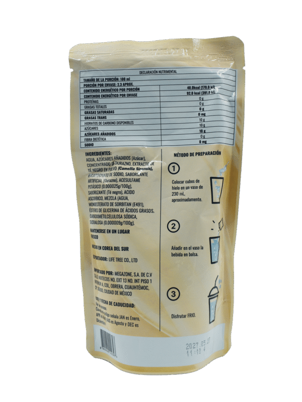 Bebida sabor Té de Durazno MEGAFOOD Bolsa 230 ml (10 pzs)