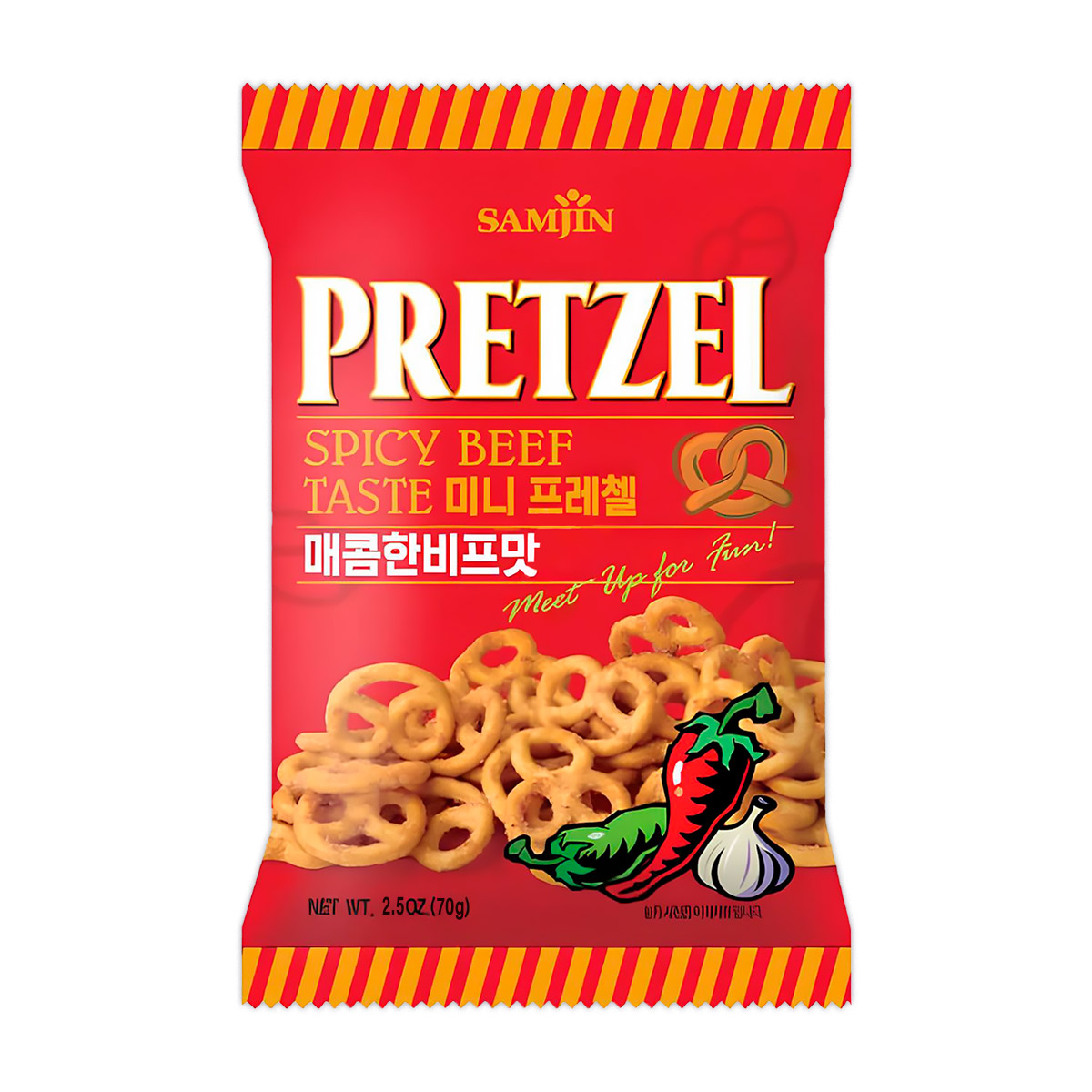 Pretzel Coreano Sabor Carne Picante Samjin 70g (24 pzs)