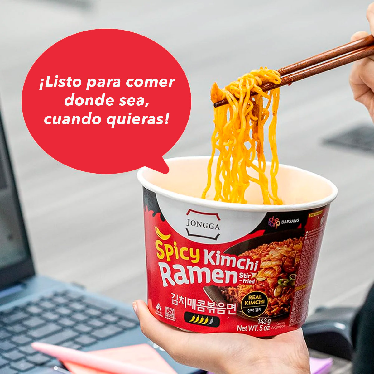 Ramen Salteado Picante con Kimchi Jongga 143g (12pz)