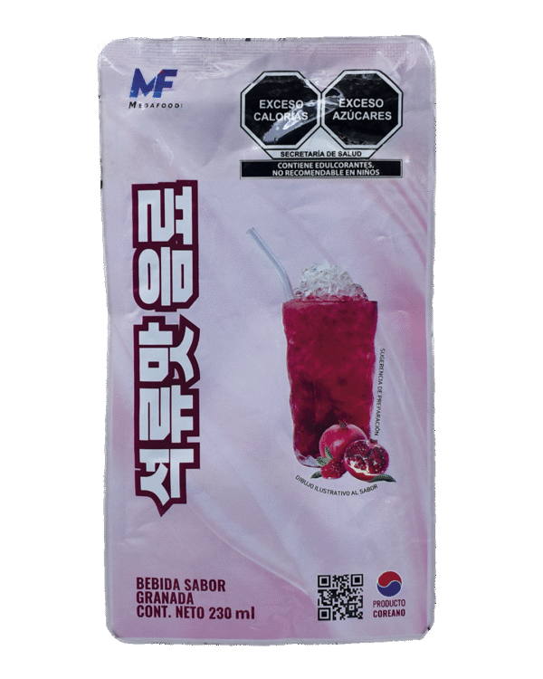Bebida sabor Granada MEGAFOOD Bolsa 230 ml (10 pzs)