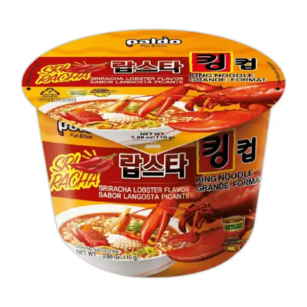 Ramen sabor Langosta con salsa Sriracha Tazón 110g Paldo (6 pzs)