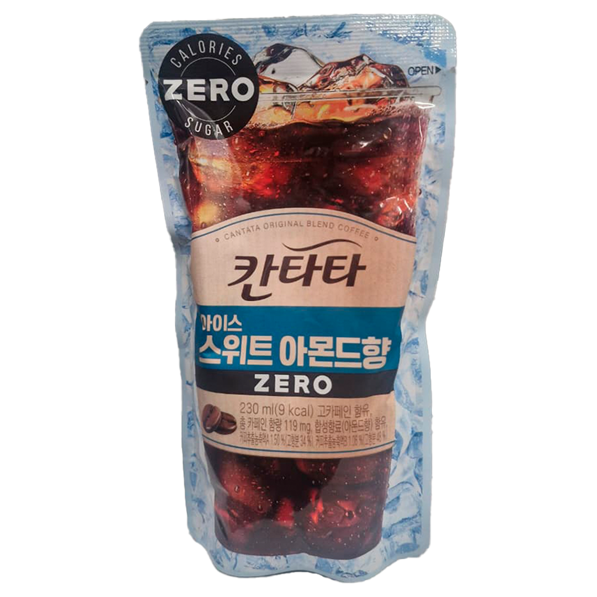 CANTATA BEBIDA DE CAFE  COREANO SABOR ALMENDRA SIN AZUCAR BOLSA 230ML (10 PZS)