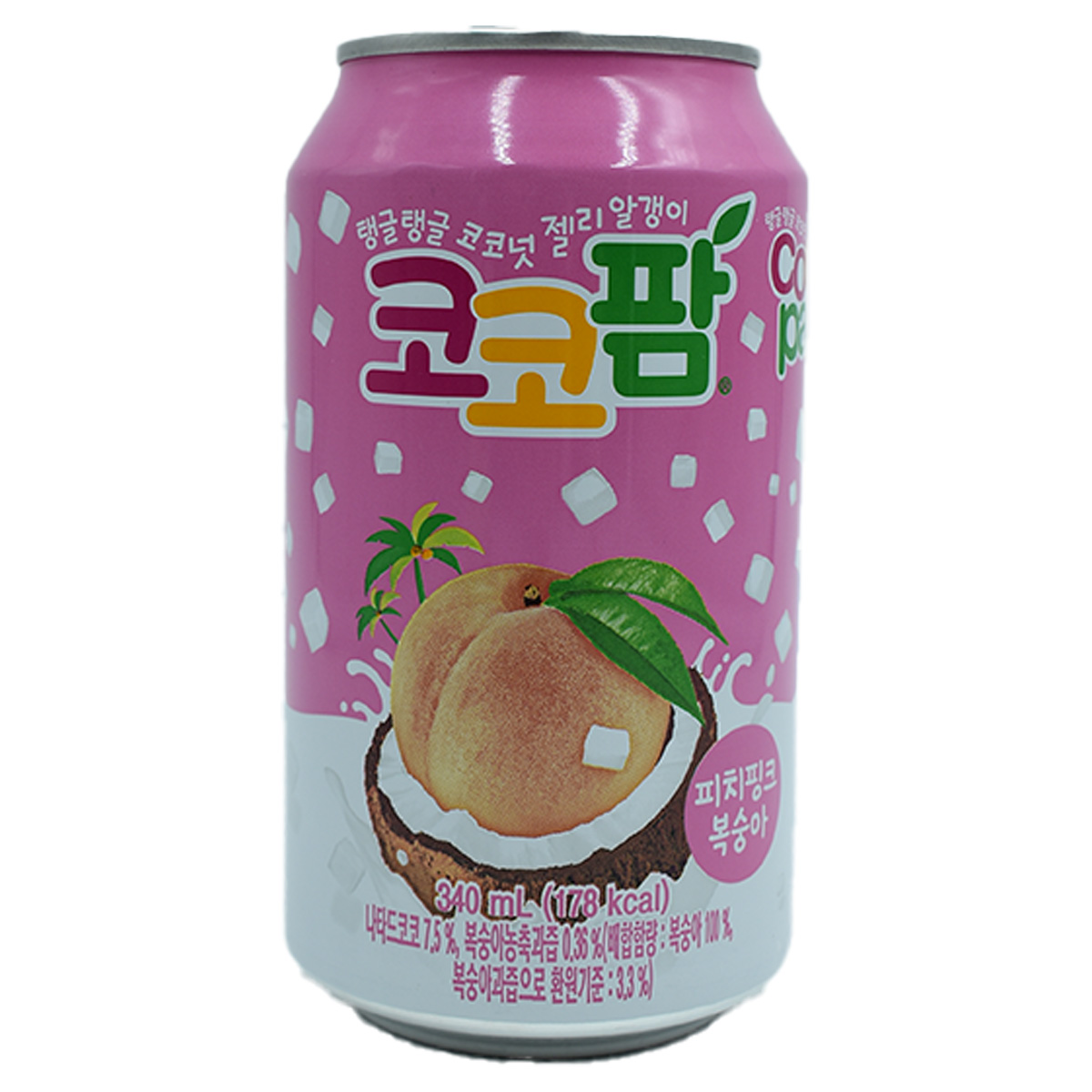 HAITAI COCO PALM BEBIDA SABOR DURAZNO CON TROZOS DE GELATINA DE COCO LATA 340 ML (24 PZS)