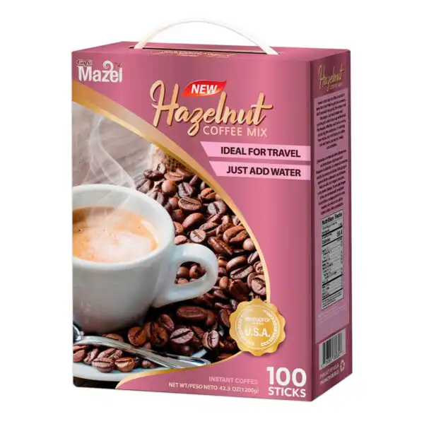 Café Instantáneo Avellana Mazel 1.2kg (100 sobres) / 8 cajas
