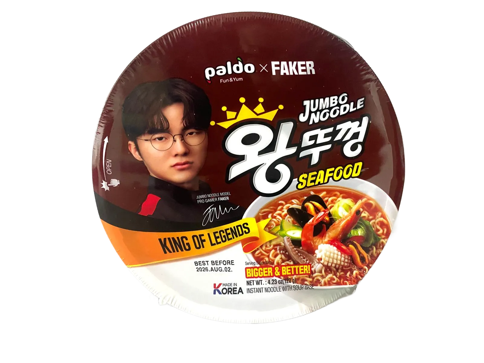 Paldo King of Legends Jumbo Noodle SeaFood 18pz por caja – Sabor Mariscos Estilo Coreano 120g