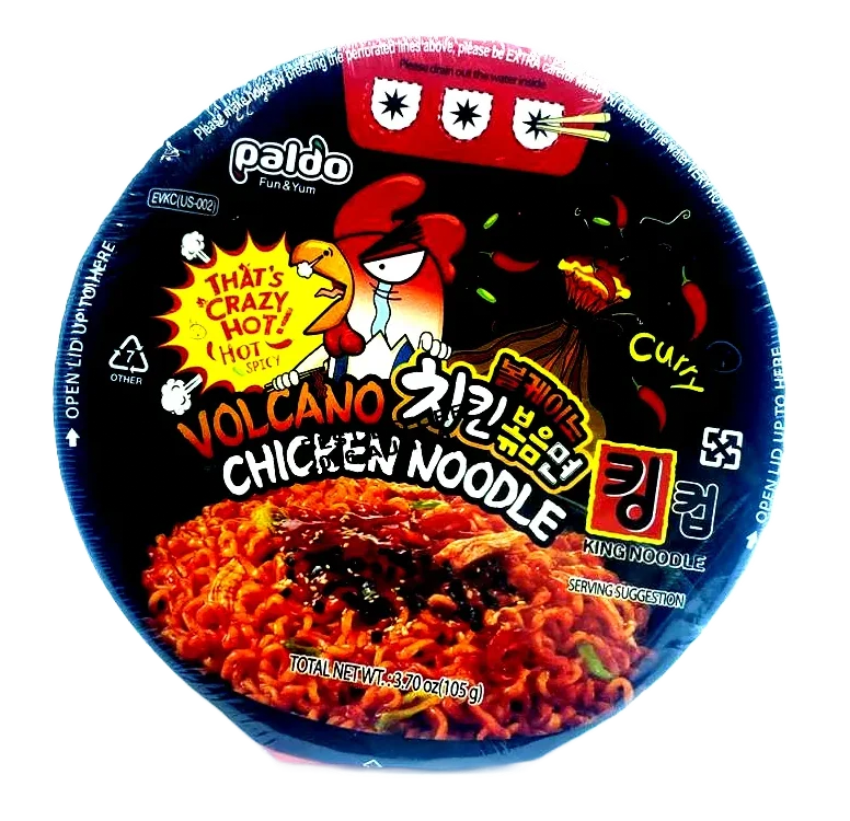Paldo Volcano Chicken Noodle 105g 6pz - Sopa Instantánea Coreana Extra Picante Sabor Curry