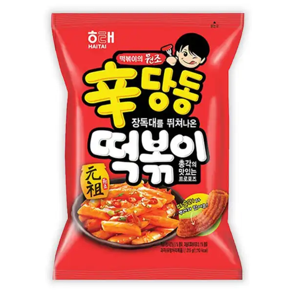 Botana de trigo sabor Sindandong Tteokbokki Picante Haitai 110g (24 pzs)