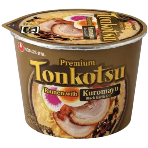 Nongshim Premium 6pzs Tonkotsu Ramen con Kuromayu (Aceite de Ajo Negro) Bowl – Ramen Coreano Gourmet 6 pzs